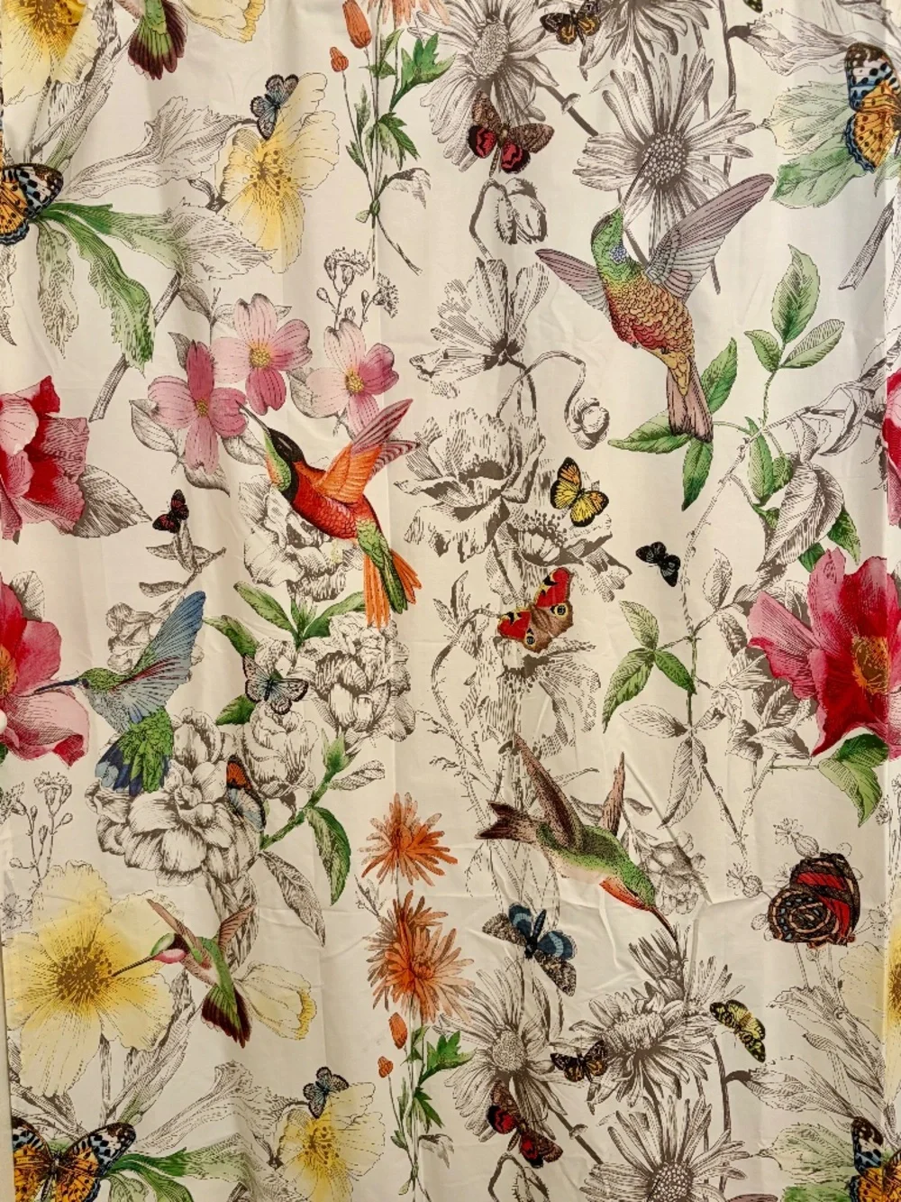 Pottery Barn Organic Hummingbird Shower Curtain - Cloth